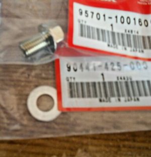 HONDA TRX400EX TRX400X 400EX 400X ALUMINUM OIL TANK DRAIN BOLT & WASHER 99-14, 95701-10016-00 & 90441-425-000