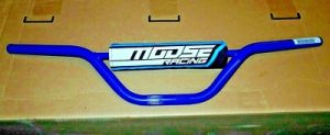 SUZUKI DS80,KAWASAKI KDX80,KE100,KLX110,KLX140 STEEL HANDLEBARS BARS & PAD, BLUE