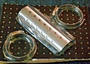 ATV, MOTORCYCLE, DIRT BIKE 6" CHROME EXHAUST HEAT SHIELD & HOSE CLAMPS