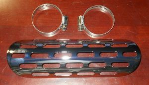 ATV,MOTORCYCLE,DIRT BIKE EXHAUST / MUFFLER CHROME VENTED HEAT SHIELD 9" X 3 1/2"