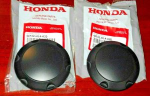 X2 HONDA WHEEL, RIM BLACK PLASTIC CENTER CAP PIONEER 1000, 44732-HL4-A20