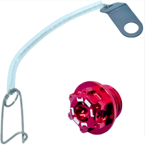 HONDA ATC250R, TRX250R 250R BILLET ALUMINUM RED ENGINE OIL FILL PLUG CAP & CABLE
