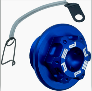 CR125, CRF150R, CR250, CR500, CBR BLUE ALUMINUM ENGINE OIL FILL PLUG & CABLE