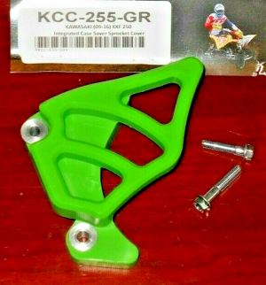 KAWASAKI KX250F GREEN ENGINE CASE SAVER, CHAIN GUIDE, SPROCKET COVER 2009-2016