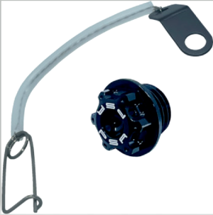 HONDA ATC250R, TRX250R 250R BLACK ALUMINUM ENGINE OIL FILL PLUG CAP & CABLE