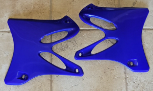 YAMAHA YZ125, YZ250 BLUE BODY RADIATOR COVERS,  AIR SHROUDS, LEFT & RIGHT 02-14