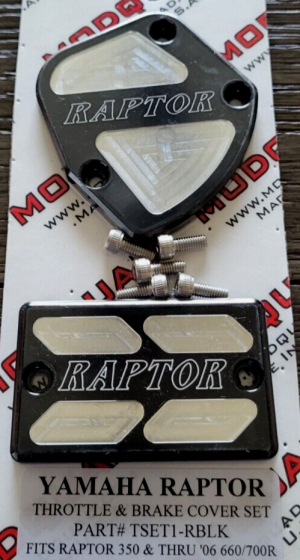 YAMAHA RAPTOR 350, 660, 700 ALUMINUM THROTTLE & BRAKE MASTER CYLINDER COVERS