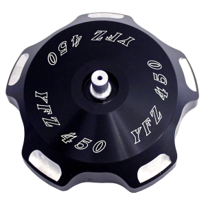 YAMAHA YFZ 450, 450R, 450X BILLET ALUMINUM GAS TANK CAP, BLACK & POLISHED 04-26