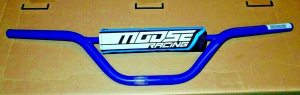 SUZUKI DS80,KAWASAKI KDX80,KE100,KLX110,KLX140 STEEL HANDLEBARS BARS & PAD, BLUE