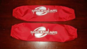 MOJAVE,LAKOTA,KFX450,KXF250,BAYOU,PRAIRIE FRONT RED SHOCK COVERS