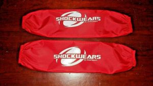 TRX 250EX,RECON,FOREMAN,RINCON,RUBICON,TRX300 FRONT RED SHOCK COVERS GUARDS