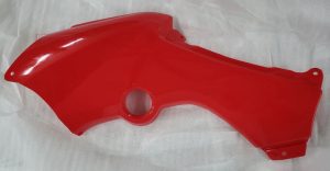 HONDA RECON 250 TE, TM RED LEFT BODY GAS TANK SIDE PANEL 83650-HS0-A00ZB