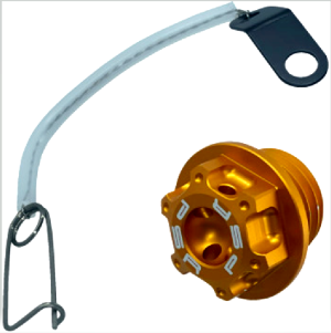 HONDA ATC250R,TRX250R 250R BILLET ALUMINUM GOLD ENGINE OIL FILL PLUG CAP & CABLE