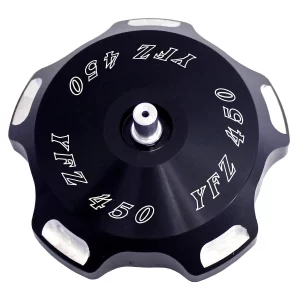 YAMAHA YFZ 450, 450R, 450X BILLET ALUMINUM GAS TANK CAP, BLACK & POLISHED 04-26